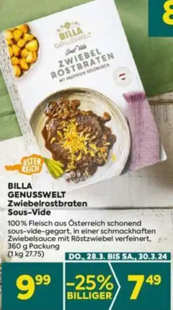 Billa BILLA GENUSSWELT Zwiebelrostbraten Sous-Vide Angebot