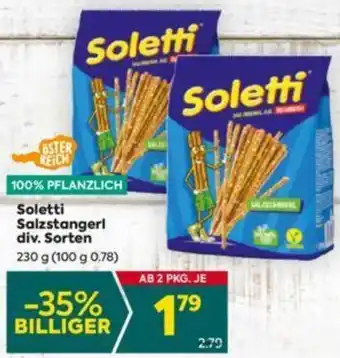 Billa Soletti Salzstangerl div. Sorten 230 g Angebot