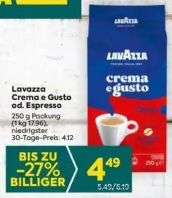 Billa Lavazza Crema e Gusto od. Espresso 250 g Angebot