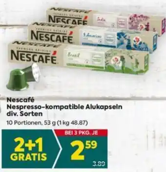Billa Nescafé Nespresso-kompatible Alukapseln div. Sorten Angebot