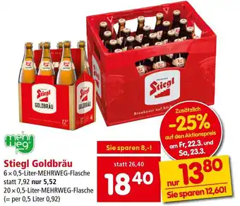 Interspar Stiegl Goldbräu 6x0,5-Liter-MEHRWEG-Flasche Angebot