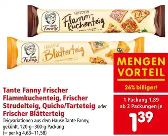 Interspar Tante Fanny Frischer Flammkuchenteig, Frischer Strudelteig, Quiche/Tarteteig oder Frischer Blätterteig Angebot