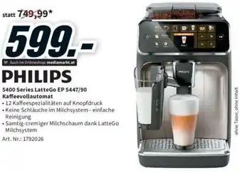 Media Markt PHILIPS 5400 Series LatteGo EP 5447/90 Kaffeevollautomat Angebot