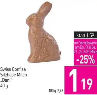 Sutterlüty Swiss Confisa Sitzhase Milch ..,Dani 40 g Angebot