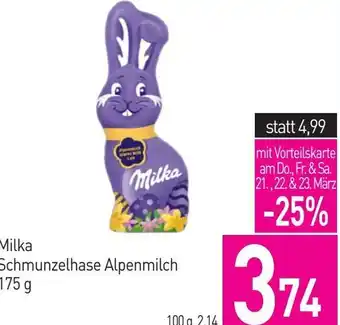 Sutterlüty Milka Schmunzelhase Alpenmilch 175 g Angebot