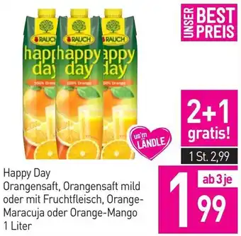 Sutterlüty Happy Day Orangensaft, Orangensaft mild oder mit Fruchtfleisch, Orange- Maracuja oder Orange-Mango 1 Liter Angebot
