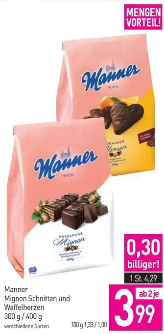 Sutterlüty Manner Mignon Schnitten und Waffelherzen 300 g/ 400 g Angebot