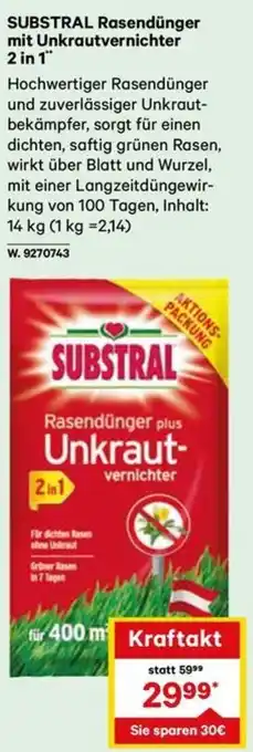 Lagerhaus SUBSTRAL Rasendünger mit Unkrautvernichter 2 in 1 Angebot