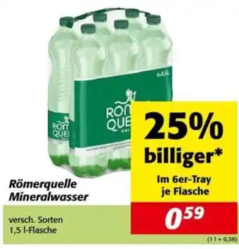 Nah&Frisch Römerquelle Mineralwasser 1.5L Angebot