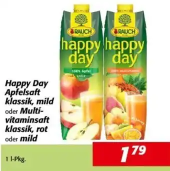 Nah&Frisch Happy Day Apfelsaft klassik, mild oder Multi- vitaminsaft klassik, rot oder mild 1L Angebot