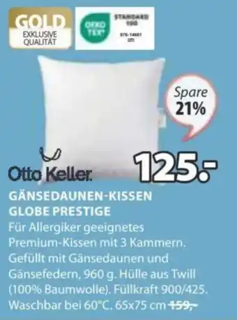 JYSK GÄNSEDAUNEN-KISSEN GLOBE PRESTIGE Angebot