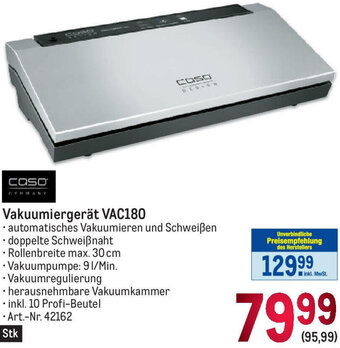 Metro Vakuumiergerät VAC180 Angebot