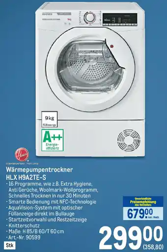 Metro Wärmepumpentrockner HLX H9A2TE-S Angebot