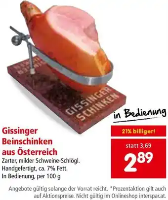 Interspar Gissinger Beinschinken Angebot