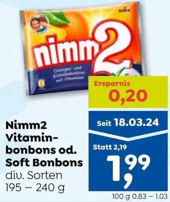 ADEG Nimm2 Vitamin- bonbons od. Soft Bonbons 195-240 g Angebot
