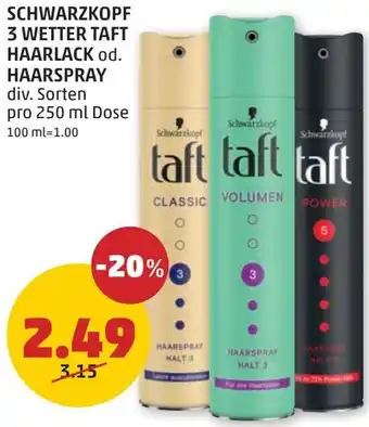PENNY SCHWARZKOPF 3 WETTER TAFT HAARLACK od. HAARSPRAY Angebot