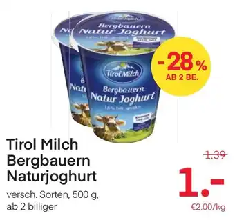 MPreis Tirol Milch Bergbauern Naturjoghurt Angebot