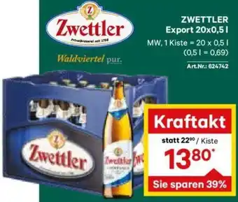 Lagerhaus ZWETTLER Export 20x0,5 l Angebot