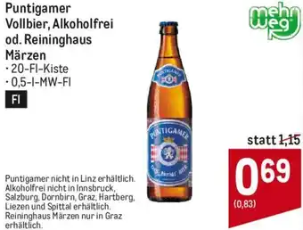 Metro Puntigamer Vollbier, Alkoholfrei od. Reininghaus Märzen Angebot