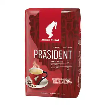 Unimarkt Julius Meinl Präsident ganze Bohne oder gemahlen Unimarkt 500 Gramm 1 Packung Angebot