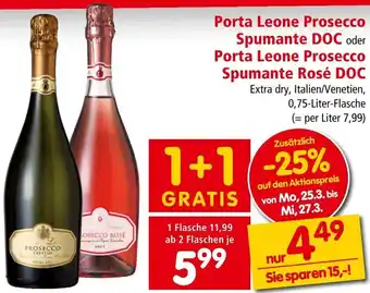 Interspar Porta Leone Prosecco Spumante DOC oder Porta Leone Prosecco Spumante Rosé DOC Angebot