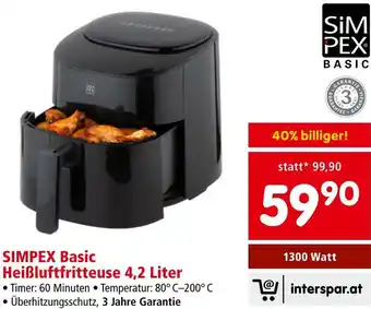 Interspar SIMPEX Basic Heißluftfritteuse 4,2 Liter Angebot