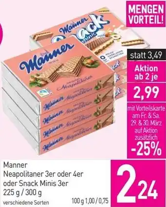 Sutterlüty Manner Neapolitaner 3er oder 4er oder Snack Minis 3er 225 g/300 g Angebot