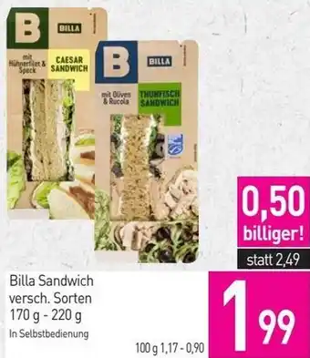 Sutterlüty Billa Sandwich versch. Sorten 170 g - 220 g Angebot