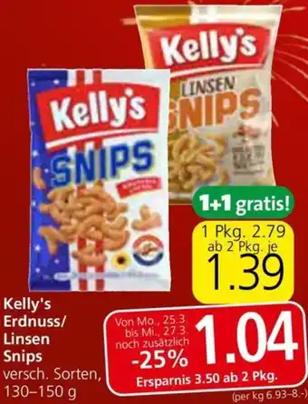 Spar Kelly's Erdnuss/ Linsen Snips Angebot