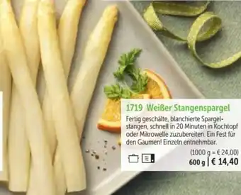Bofrost 1719 Weißer Stangenspargel Angebot