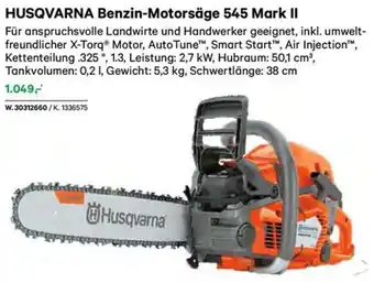 Lagerhaus HUSQVARNA Benzin-Motorsäge 545 Mark II Angebot