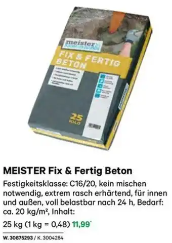 Lagerhaus MEISTER Fix & Fertig Beton Angebot