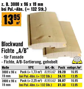 Hornbach Blockwand Fichte A/B Angebot