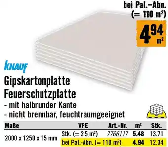 Hornbach Gipskartonplatte Feuerschutzplatte Angebot