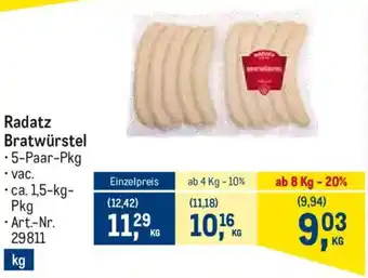 Metro Radatz Bratwürstel Angebot