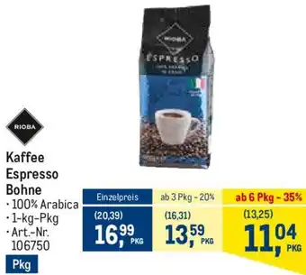 Metro Kaffee Espresso Bohne Angebot