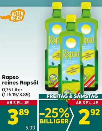 Billa Rapso reines Rapsöl Angebot