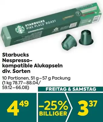 Billa Starbucks Nespresso- kompatible Alukapseln Angebot