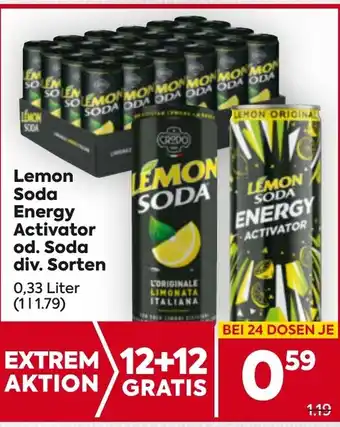 Billa Lemon Soda Energy Activator od. Soda 0.33 Liter Angebot