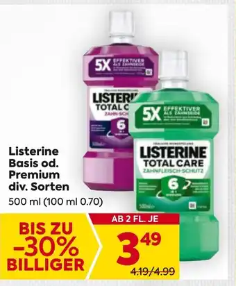 Billa Listerine Basis od. Premium 500ml Angebot