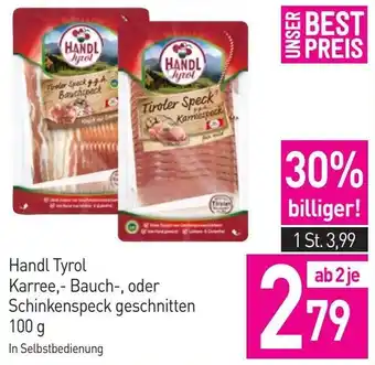 Sutterlüty Handl Tyrol Karree, Bauch-, oder Schinkenspeck geschnitten 100g Angebot