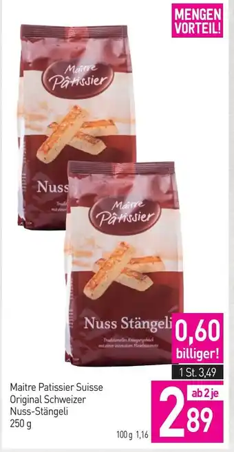 Sutterlüty Maitre Patissier Suisse Original Schweizer Nuss-Stängeli 250 g Angebot
