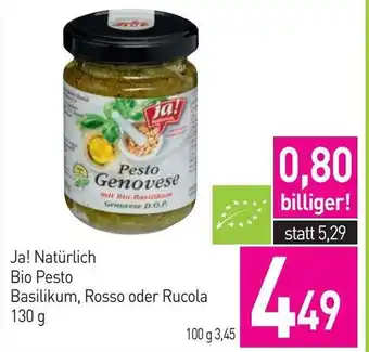Sutterlüty Ja! Natürlich Bio Pesto Basilikum, Rosso oder Rucola 130g Angebot