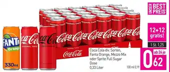 Sutterlüty Coca Cola div. Sorten, Fanta Orange, Mezzo Mix oder Sprite Full Sugar Dose 0.33L Angebot