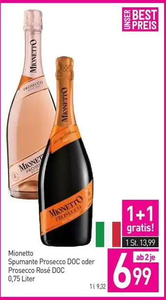 Sutterlüty Mionetto Spumante Prosecco DOC oder Prosecco Rosé DOC 0.75 Liter Angebot