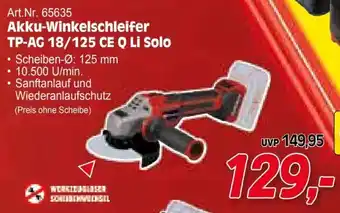 Zgonc Akku-Winkelschleifer TP-AG 18/125 CE Q Li Solo Angebot