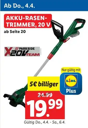 Lidl AKKU-RASEN- TRIMMER, 20 V Angebot