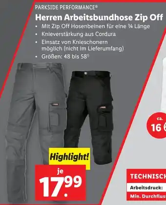 Lidl Herren Arbeitsbundhose Zip Off Angebot