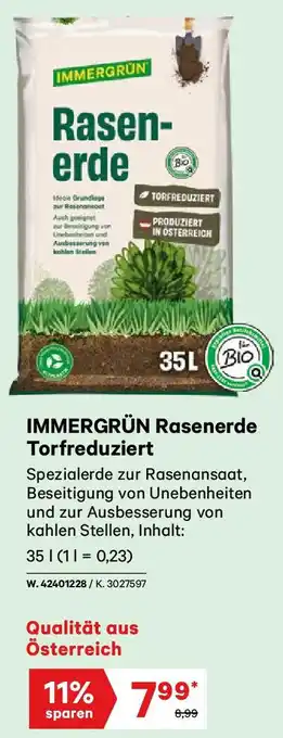 Lagerhaus IMMERGRÜN Rasenerde Torfreduziert Angebot