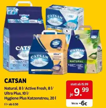 Das Futterhaus CATSAN Natural, 81/Active Fresh, 8 1/ Ultra Plus, 10 I/ Hygiene Plus Katzenstreu, 20L Angebot